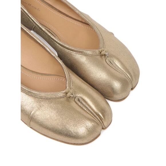 Maison Margiela Women Tabi New Metallic Leather Ballerinas With Laminated Finish - Picture 4 of 5